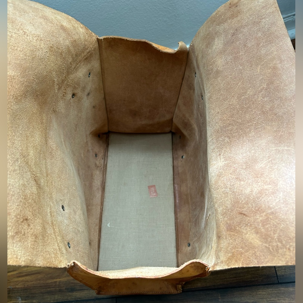 Vachetta Leather Unique Hand Made Doctor's Bag Vintage Artisan Open Flap Tote - Picture 4 of 11